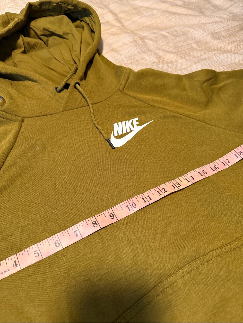 Nike Olive Green Pullover Hoodie with White Logo